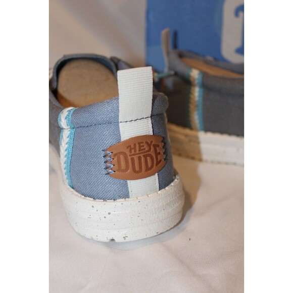 Hey Dude Men\'s Wally Summer Craft Linen Shoes‎ Monument Gray Blue NIB